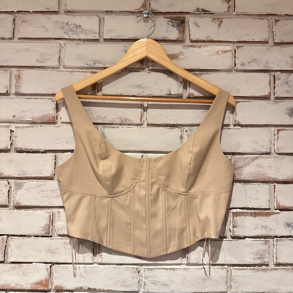 Le Lis Cropped Corset Top khakis beige